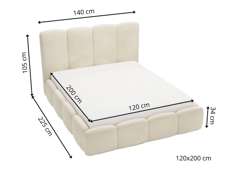 Łóżko tapicerowane z pojemnikiem i stelażem 120x200 Galli Niebieskie