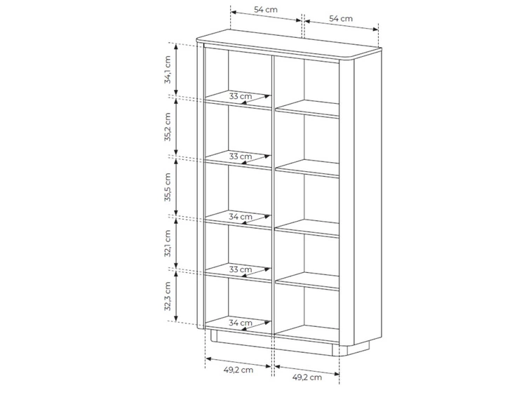 Regał z dwiema szafkami Fascino Dąb Cremona, Czarny