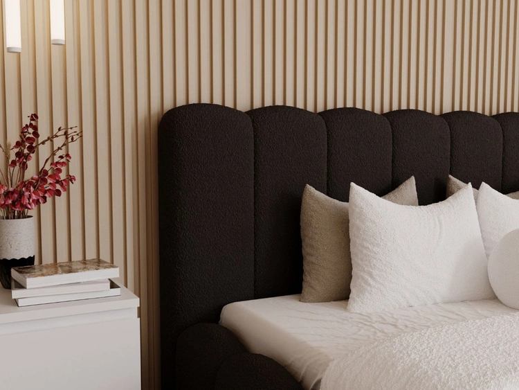 Łóżko tapicerowane z pojemnikiem i stelażem 160x200 Smile Czarne