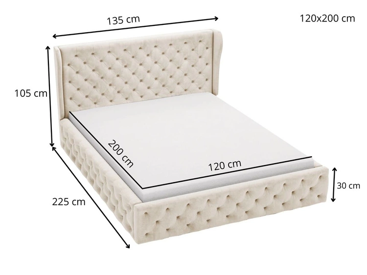 Łóżko tapicerowane z pojemnikiem na pościel i stelażem 120x200 Kingston Zielone