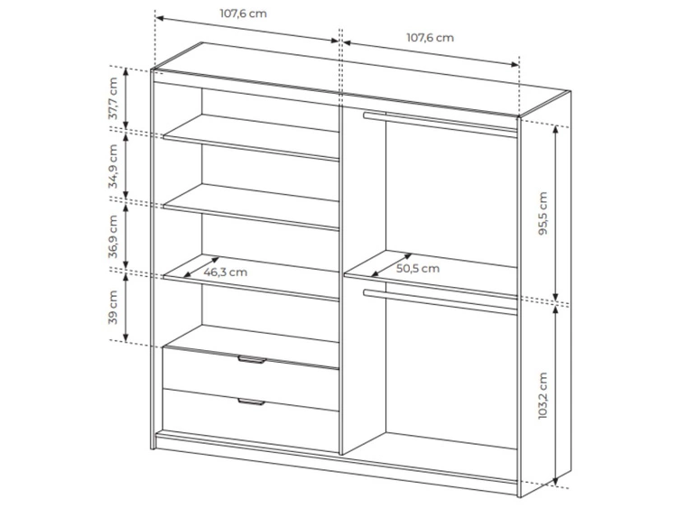 Szafa trzydrzwiowa z lustrem Turia Dąb Artisan i Antracyt