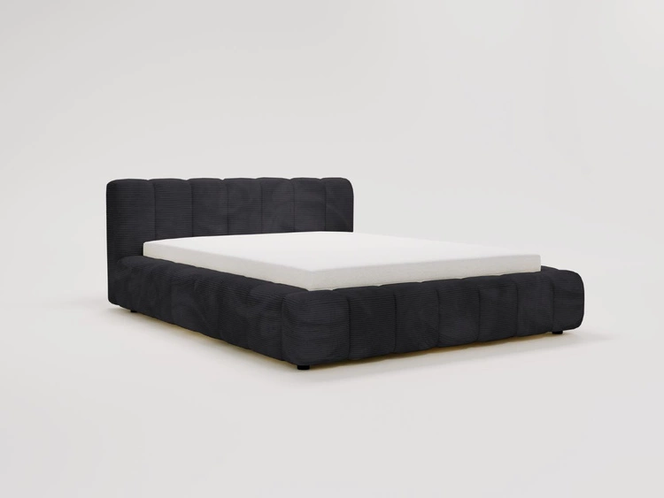 Łóżko tapicerowane z pojemnikiem na pościel 140x200 Ibiza Czarne