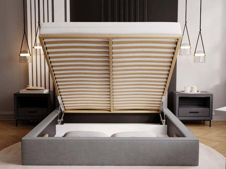 Łóżko tapicerowane z pojemnikiem i stelażem 120x200 Monaco Szare